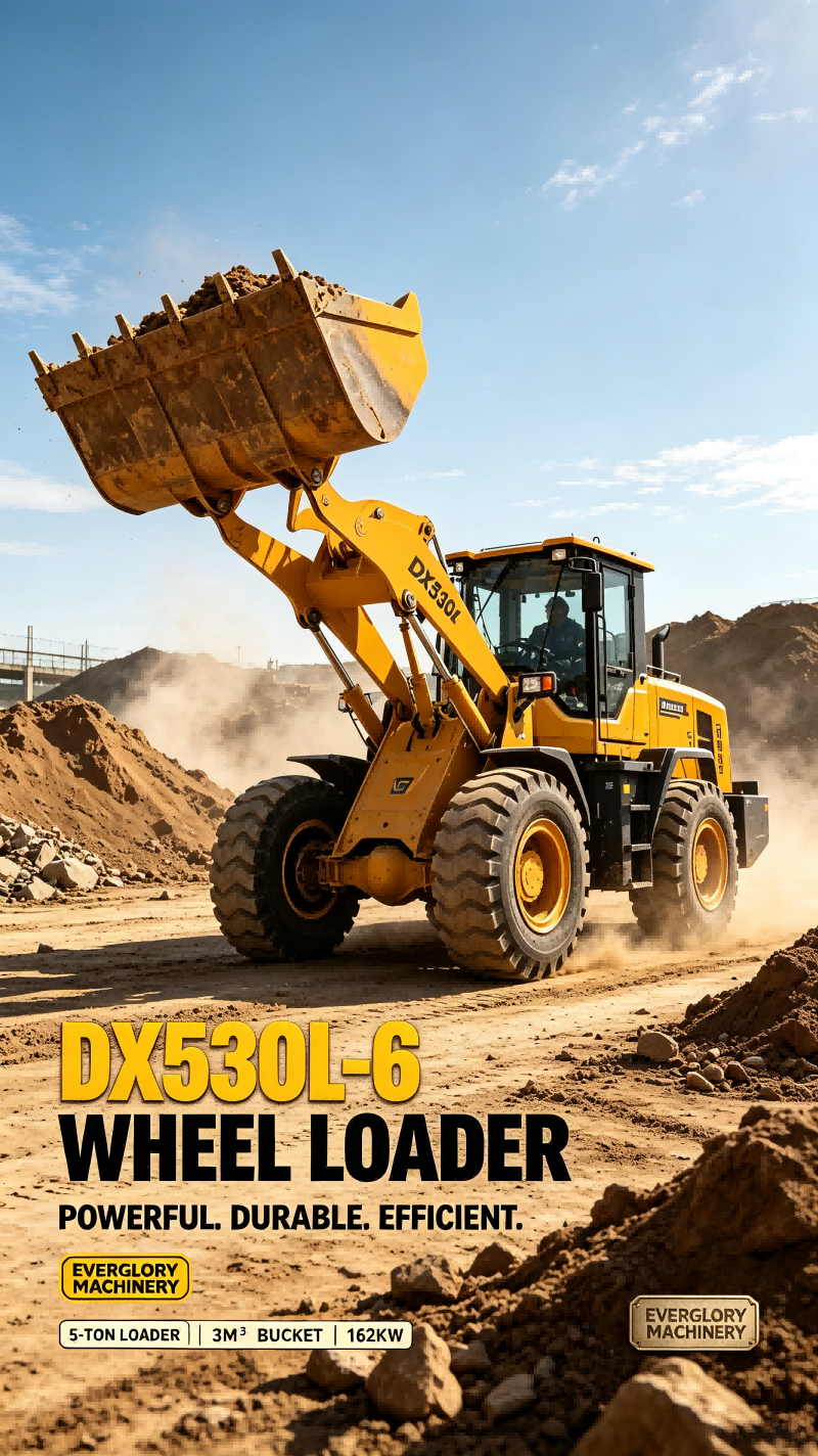 Everglory Machinery, Hafriyat İşlerine Yönelik Dayanıklı DX530L‑6 5 Tonluk Lastikli Yükleyiciyi Piyasaya Sürüyor